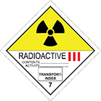 Табличка "Радиоактивные материалы ДОПОГ: 7C  Категория упаковки: III"