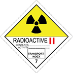 Табличка "Радиоактивные материалы ДОПОГ: 7B  Категория упаковки: II"