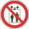 Табличка "Запрещается пользоваться лифтом для подъема (спуска) людей"