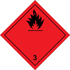 Табличка "Подклассы: 3.1, 3.2 и 3.3  ДОПОГ: № 3  Легковоспламеняющиеся жидкости"