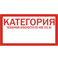 Табличка "КАТЕГОРИЯ пожарной опасности по НПБ 105-95"