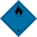 Табличка "Подкласс: 4.3  ДОПОГ: № 4.3  Вещества, выделяющие  легковоспламеняющиеся газы при соприкосновении с водой"