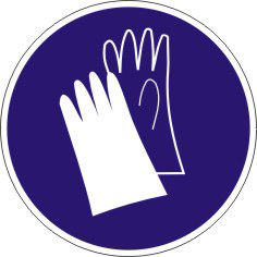 Табличка "Работать в защитных перчатках"