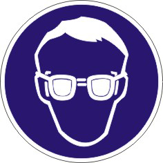Табличка "Работать в защитных очках"