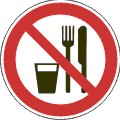Табличка "Запрещается принимать пищу"
